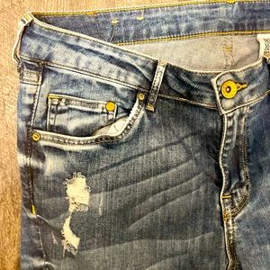 Tall Vintage H&M &denim Acid Wash Distressed Super Skinny Jeans 30 x 32